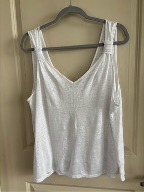 Boutique MGO White V-Neck Knot-Shoulder Tank, XXL, new
